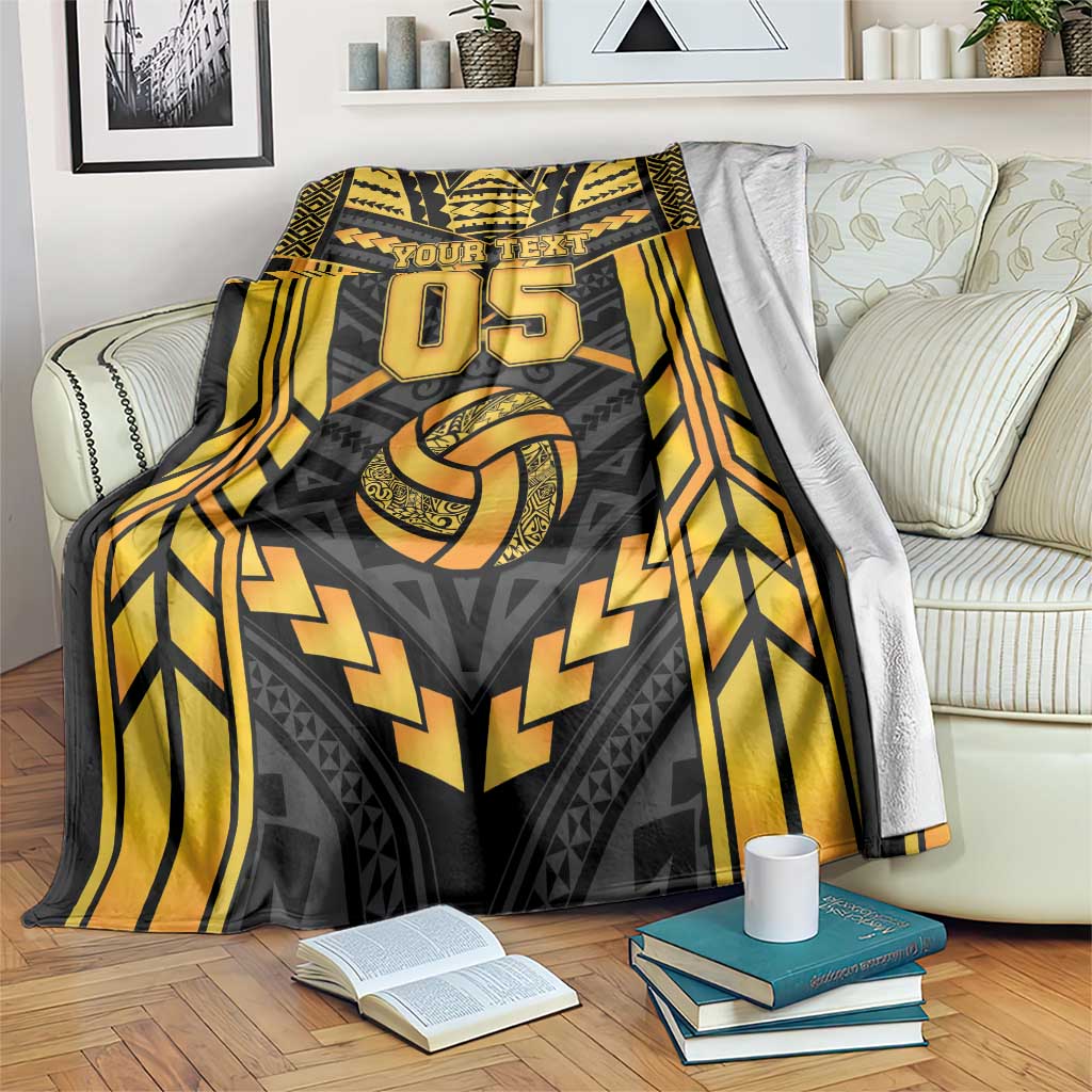 Custom Polynesia Beach Volleyball Blanket Gold Polynesian Tribal Pattern - Polynesian Pride