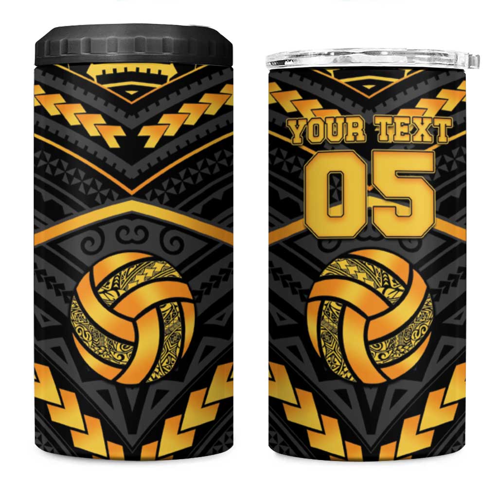 Custom Polynesia Beach Volleyball 4 in 1 Can Cooler Tumbler Gold Polynesian Tribal Pattern LT05 One Size: 16 oz Gold - Polynesian Pride