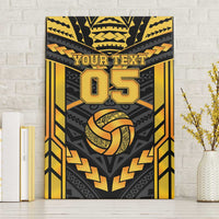 Custom Polynesia Beach Volleyball Canvas Wall Art Gold Polynesian Tribal Pattern - Polynesian Pride