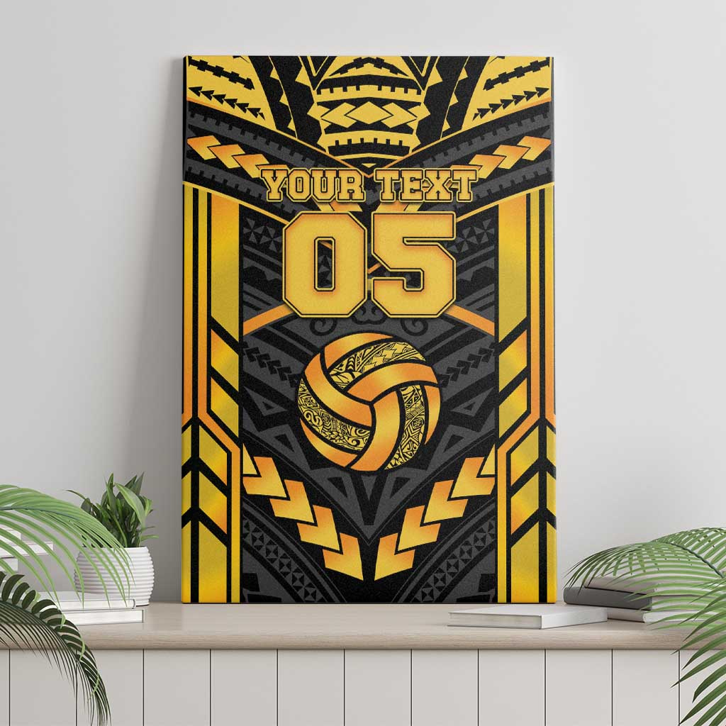 Custom Polynesia Beach Volleyball Canvas Wall Art Gold Polynesian Tribal Pattern - Polynesian Pride