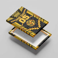 Custom Polynesia Beach Volleyball Canvas Wall Art Gold Polynesian Tribal Pattern - Polynesian Pride