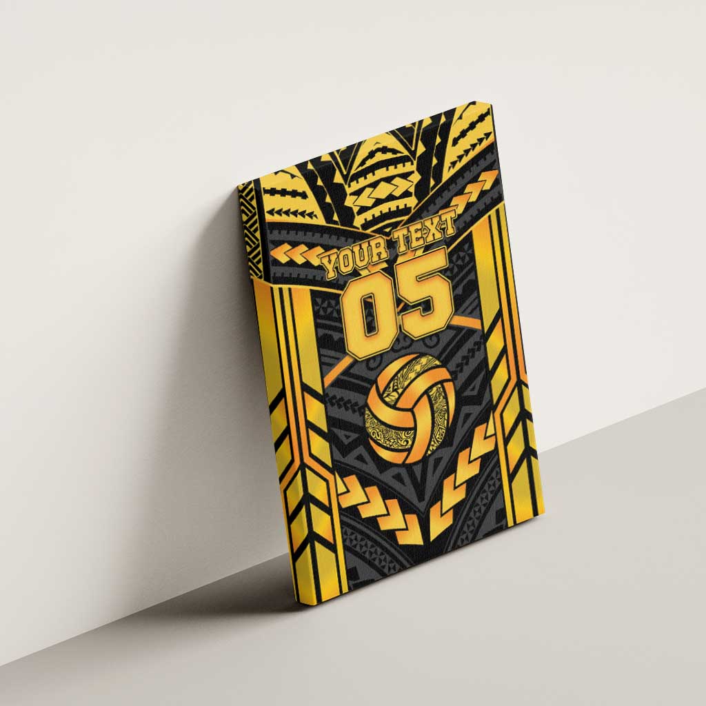 Custom Polynesia Beach Volleyball Canvas Wall Art Gold Polynesian Tribal Pattern - Polynesian Pride