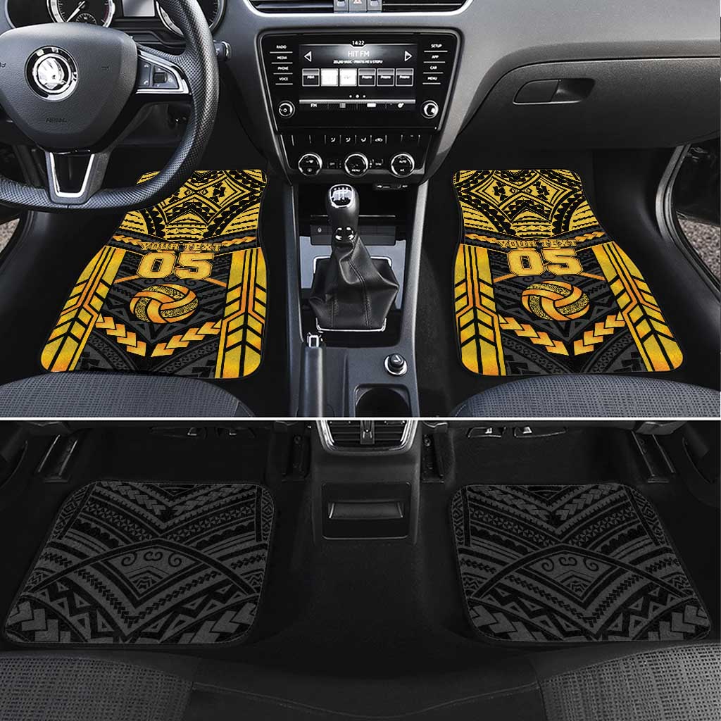 Custom Polynesia Beach Volleyball Car Mats Gold Polynesian Tribal Pattern - Polynesian Pride