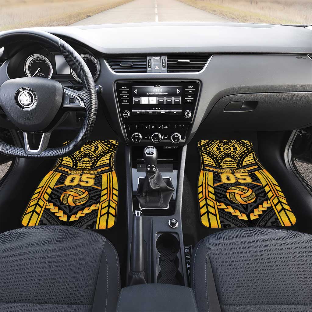 Custom Polynesia Beach Volleyball Car Mats Gold Polynesian Tribal Pattern - Polynesian Pride