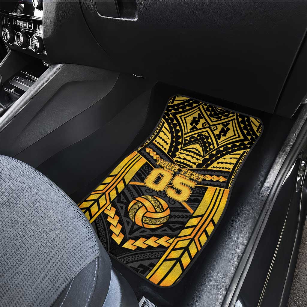 Custom Polynesia Beach Volleyball Car Mats Gold Polynesian Tribal Pattern - Polynesian Pride
