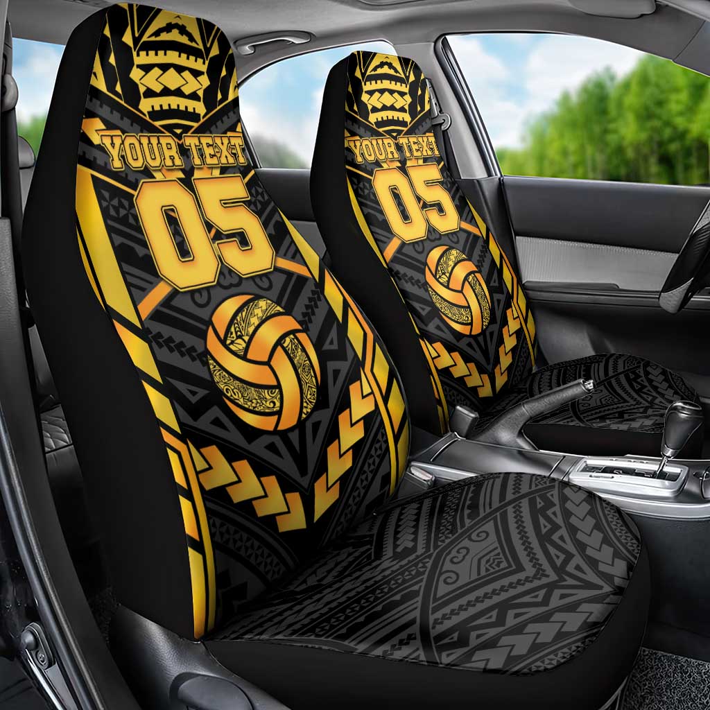 Custom Polynesia Beach Volleyball Car Seat Cover Gold Polynesian Tribal Pattern - Polynesian Pride