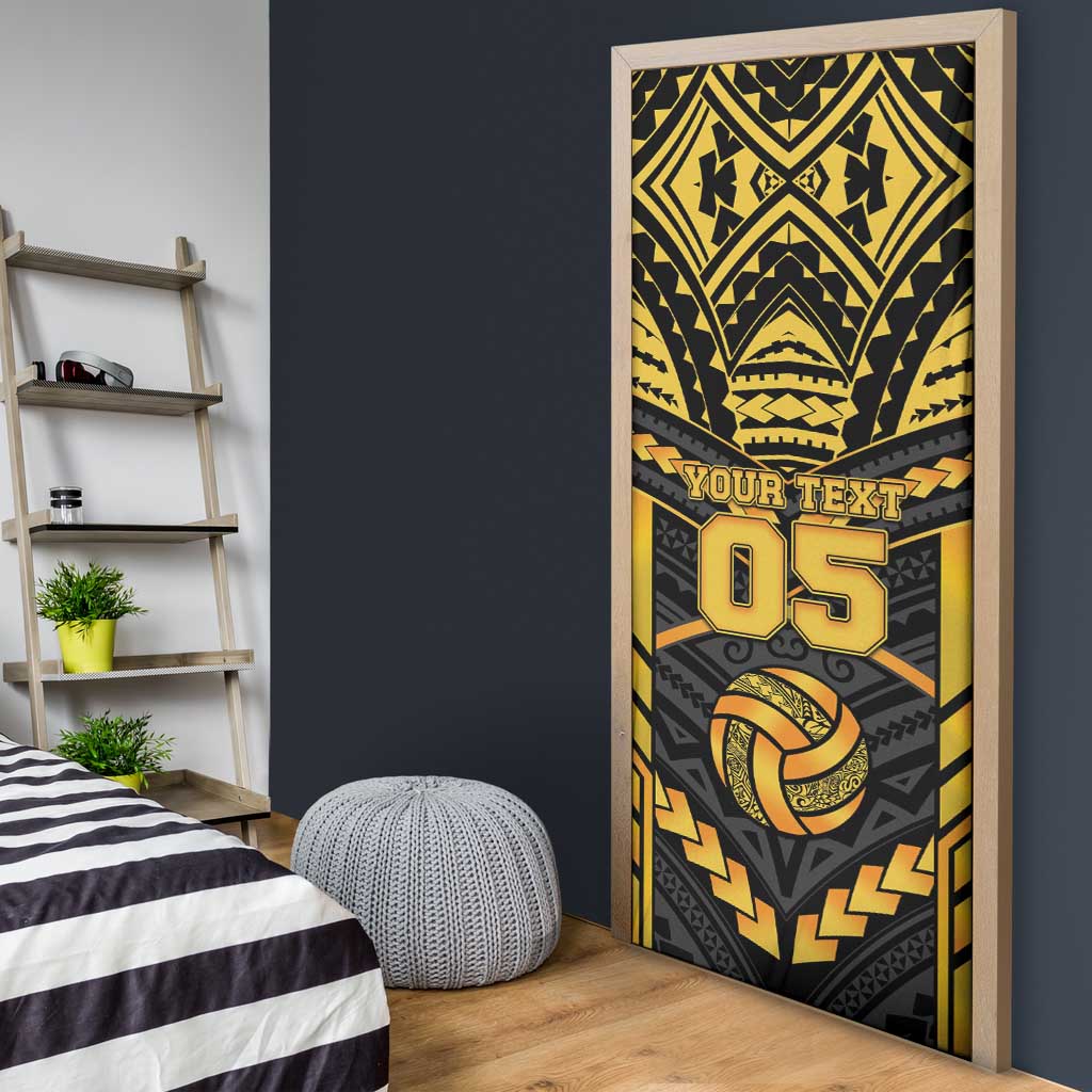 Custom Polynesia Beach Volleyball Door Cover Gold Polynesian Tribal Pattern LT05 - Polynesian Pride