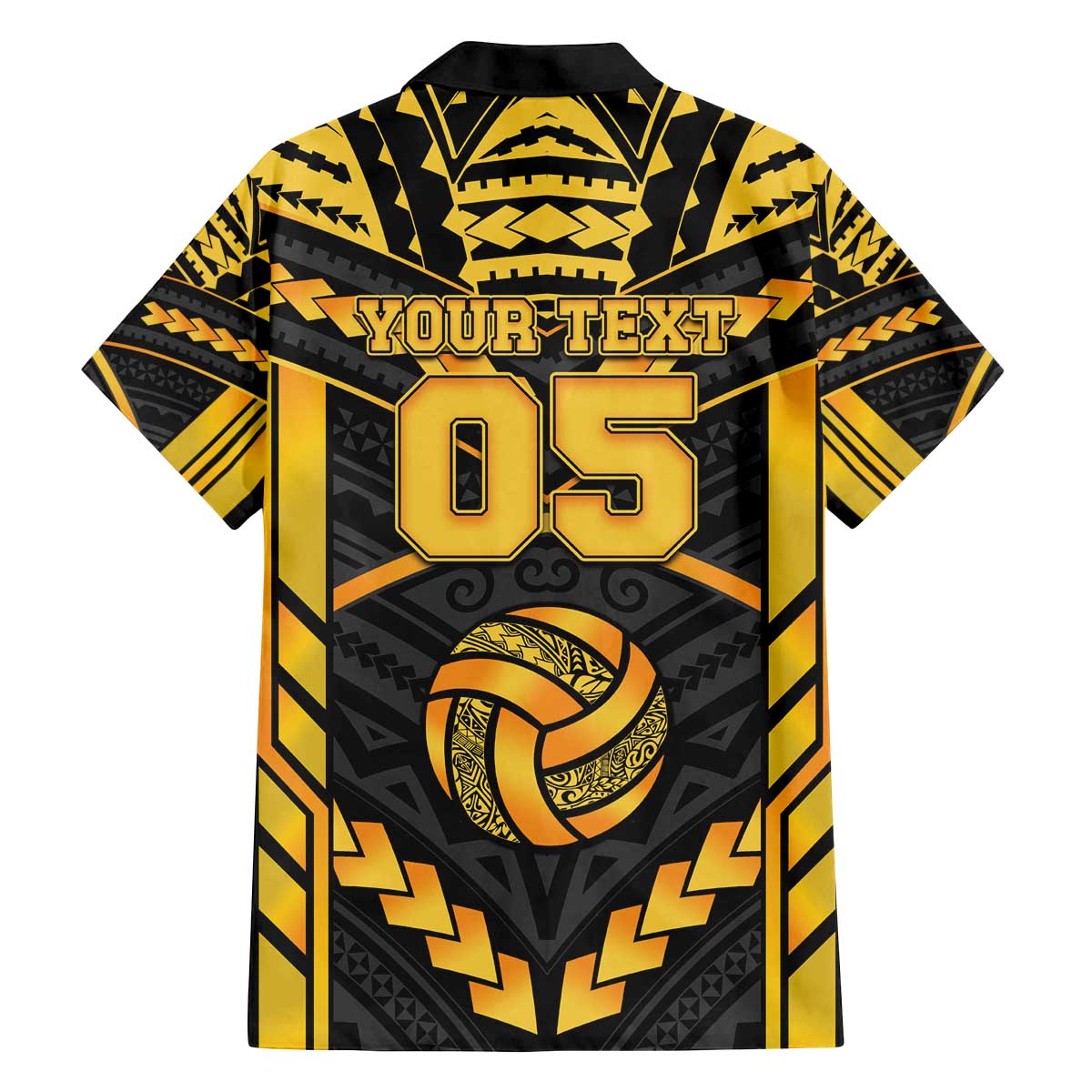 Custom Polynesia Beach Volleyball Family Matching Off The Shoulder Long Sleeve Dress and Hawaiian Shirt Gold Polynesian Tribal Pattern - Polynesian Pride
