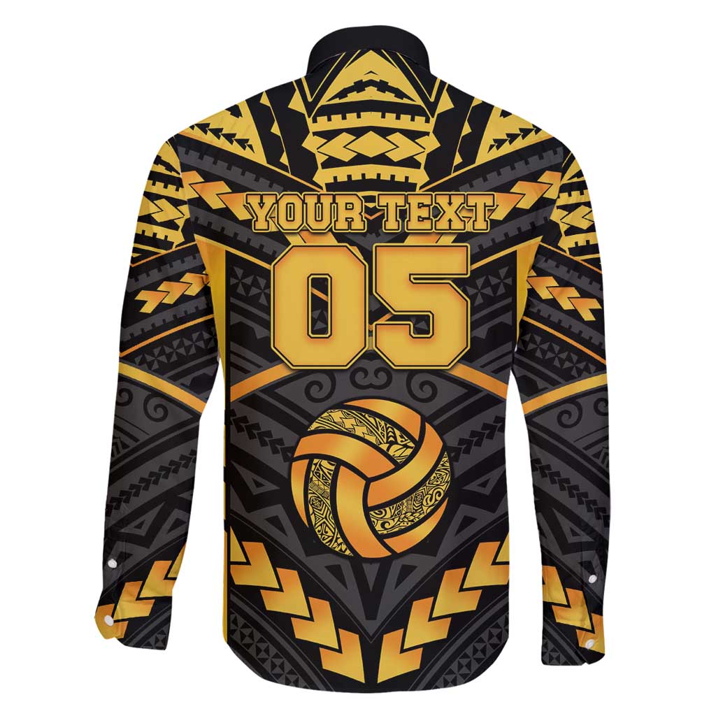 Custom Polynesia Beach Volleyball Family Matching Off Shoulder Maxi Dress and Hawaiian Shirt Gold Polynesian Tribal Pattern - Polynesian Pride
