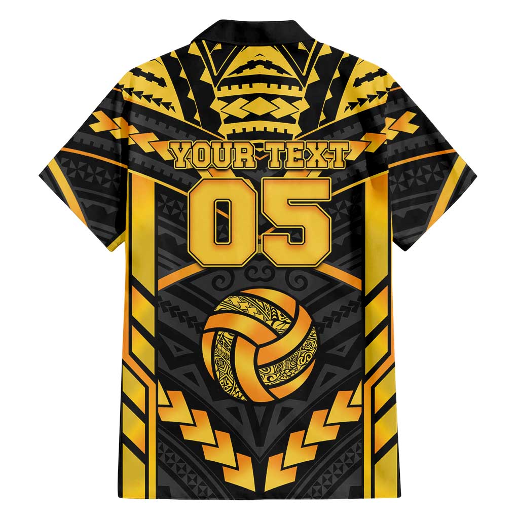 Custom Polynesia Beach Volleyball Family Matching Puletasi and Hawaiian Shirt Gold Polynesian Tribal Pattern - Polynesian Pride