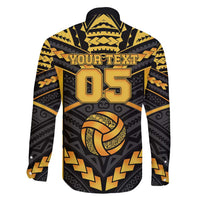 Custom Polynesia Beach Volleyball Family Matching Tank Maxi Dress and Hawaiian Shirt Gold Polynesian Tribal Pattern - Polynesian Pride