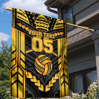 Custom Polynesia Beach Volleyball Garden Flag Gold Polynesian Tribal Pattern - Polynesian Pride