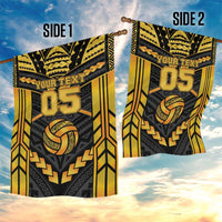 Custom Polynesia Beach Volleyball Garden Flag Gold Polynesian Tribal Pattern - Polynesian Pride