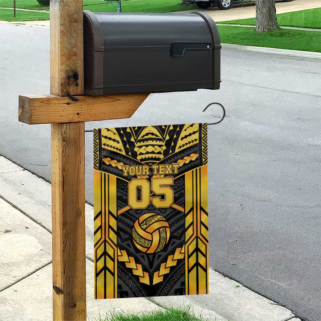 Custom Polynesia Beach Volleyball Garden Flag Gold Polynesian Tribal Pattern - Polynesian Pride