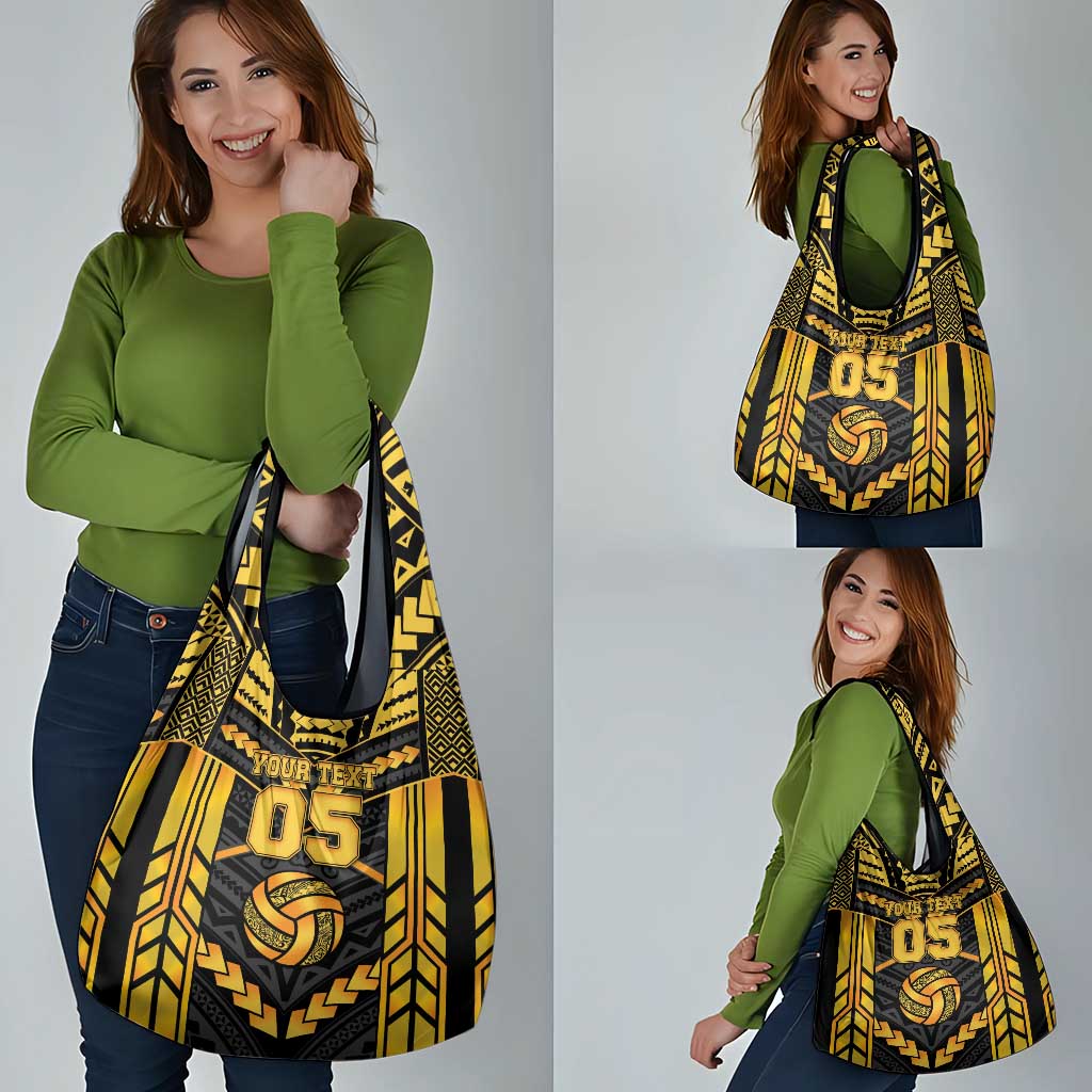 Custom Polynesia Beach Volleyball Grocery Bag Gold Polynesian Tribal Pattern LT05 - Polynesian Pride