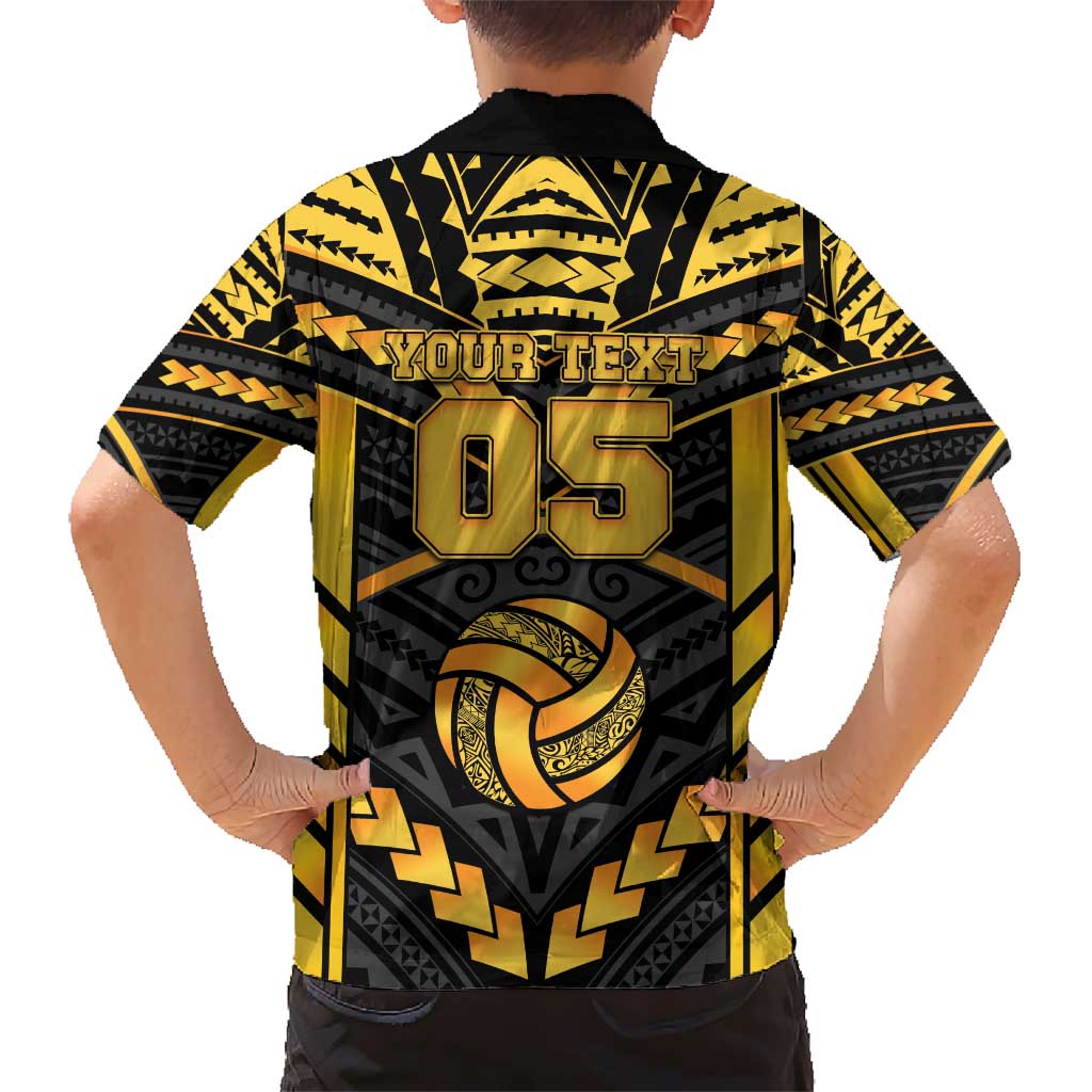 Custom Polynesia Beach Volleyball Hawaiian Shirt Gold Polynesian Tribal Pattern - Polynesian Pride