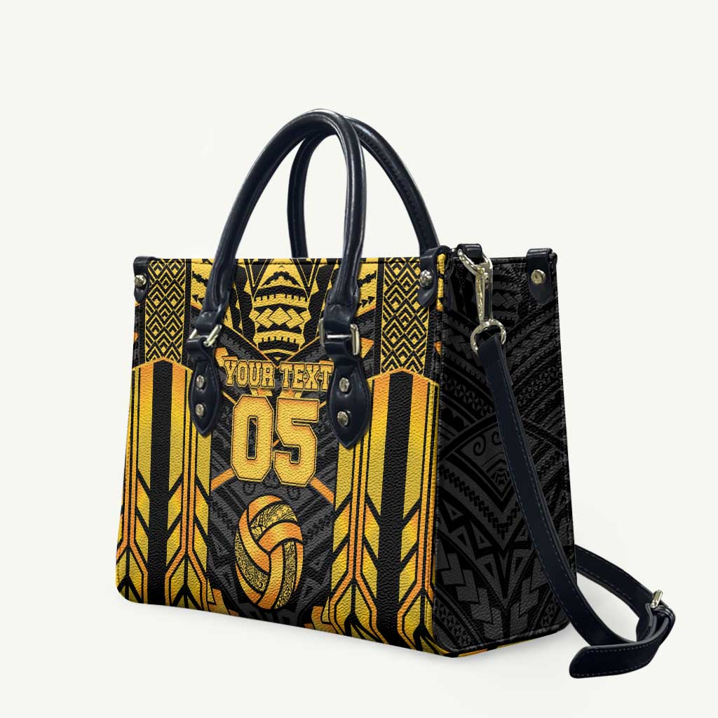 Custom Polynesia Beach Volleyball Leather Bag Gold Polynesian Tribal Pattern LT05 Gold - Polynesian Pride