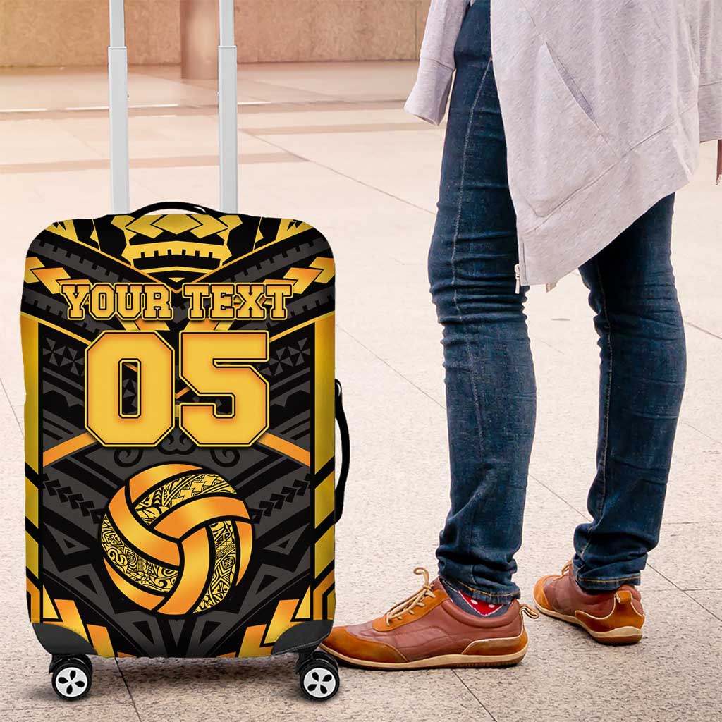Custom Polynesia Beach Volleyball Luggage Cover Gold Polynesian Tribal Pattern - Polynesian Pride