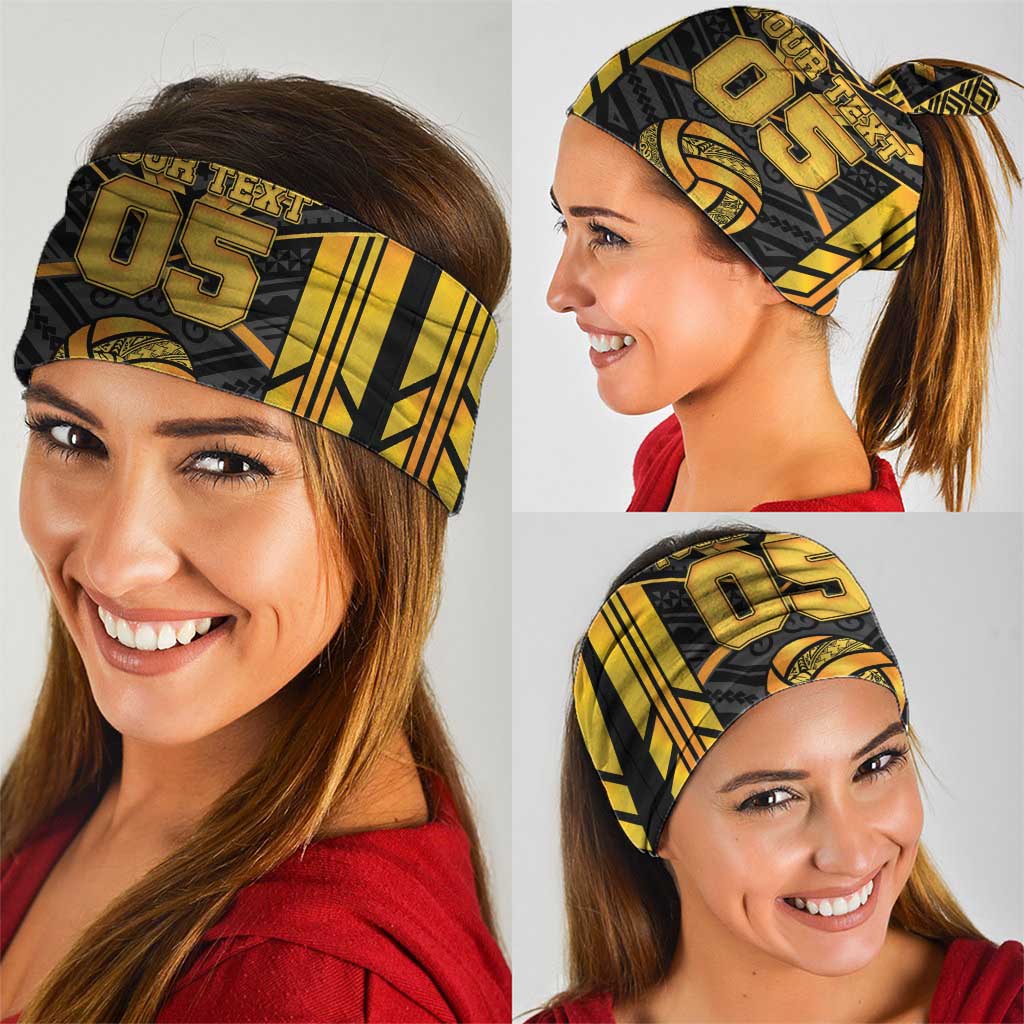 Custom Polynesia Beach Volleyball Neck Gaiter Gold Polynesian Tribal Pattern - Polynesian Pride