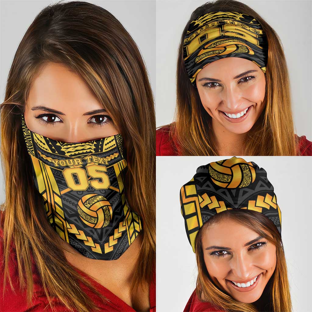 Custom Polynesia Beach Volleyball Neck Gaiter Gold Polynesian Tribal Pattern - Polynesian Pride