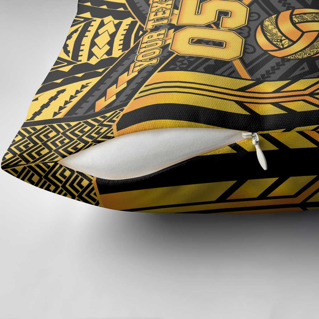 Custom Polynesia Beach Volleyball Pillow Cover Gold Polynesian Tribal Pattern - Polynesian Pride