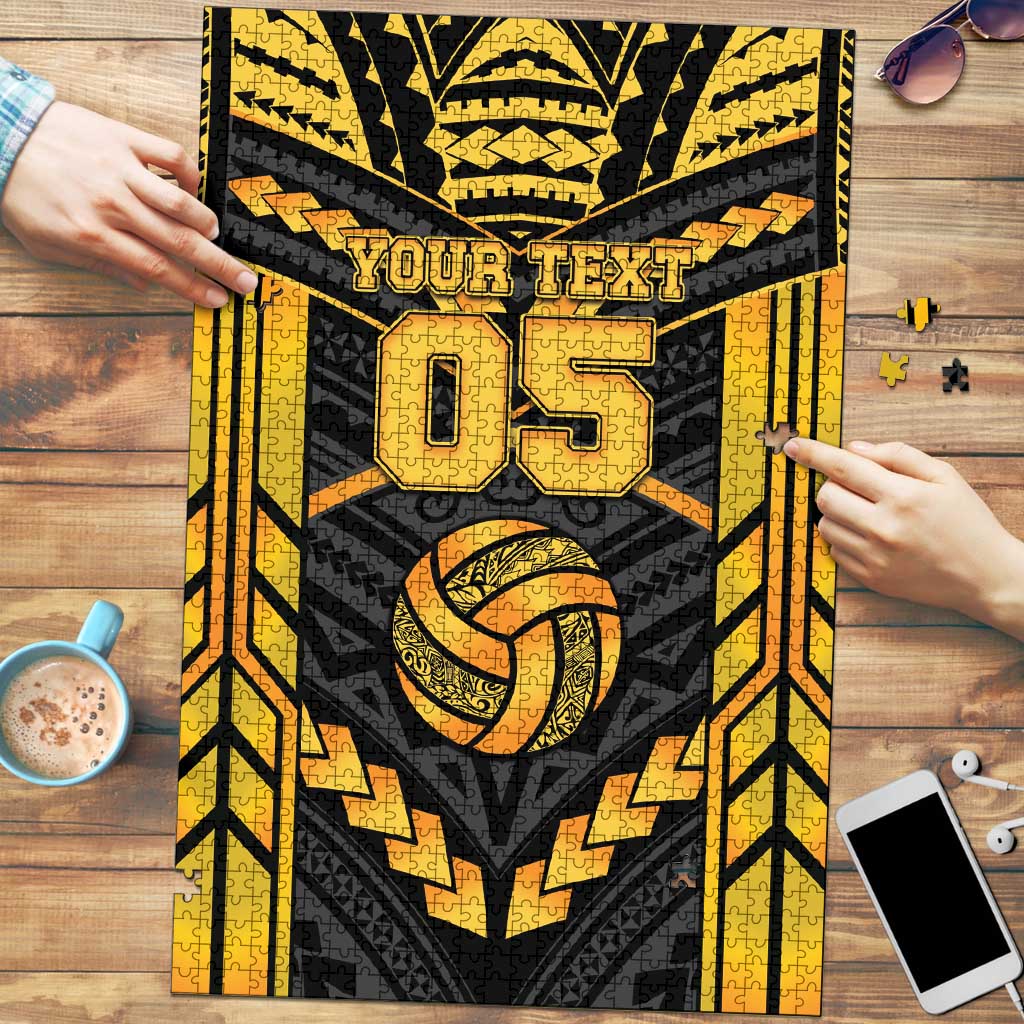 Custom Polynesia Beach Volleyball Puzzle Gold Polynesian Tribal Pattern LT05 Gold - Polynesian Pride