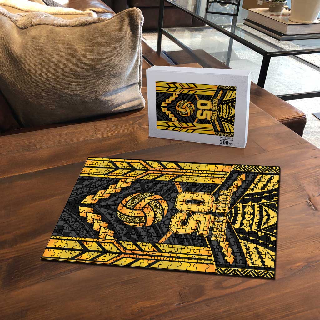 Custom Polynesia Beach Volleyball Puzzle Gold Polynesian Tribal Pattern LT05 - Polynesian Pride