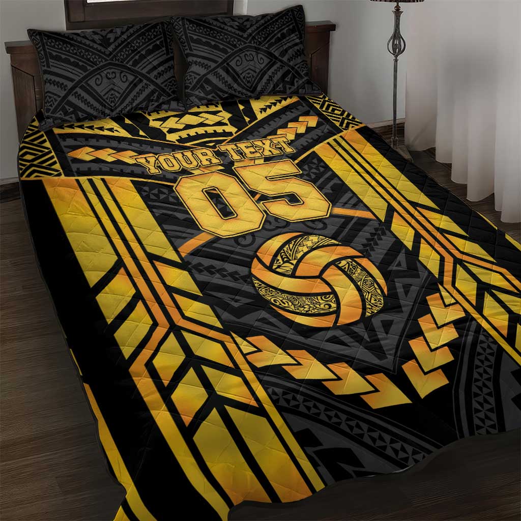 Custom Polynesia Beach Volleyball Quilt Bed Set Gold Polynesian Tribal Pattern LT05 Gold - Polynesian Pride