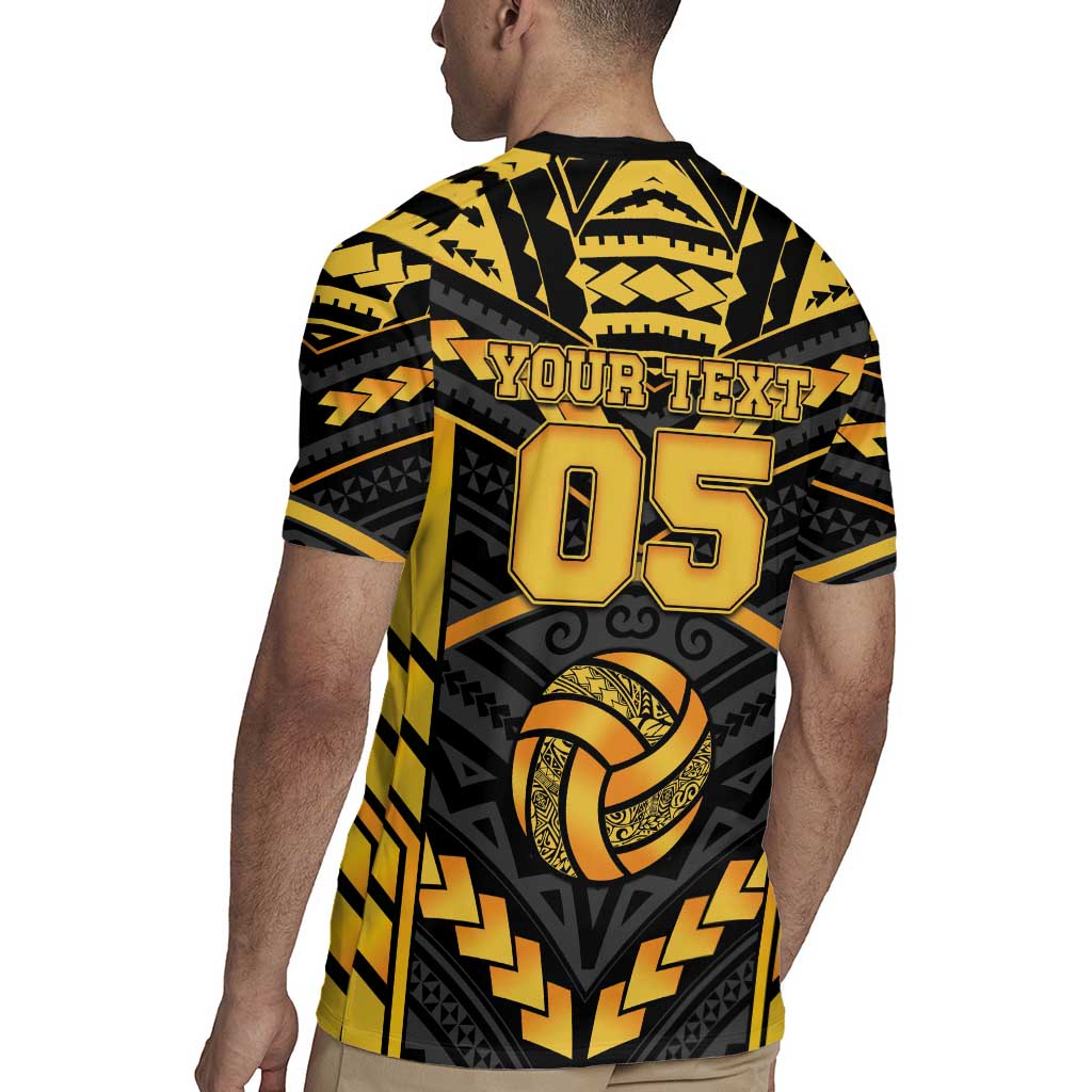 Custom Polynesia Beach Volleyball Rugby Jersey Gold Polynesian Tribal Pattern LT05 - Polynesian Pride