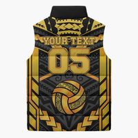Custom Polynesia Beach Volleyball Sleeveless Puffer Jacket Gold Polynesian Tribal Pattern LT05 - Polynesian Pride