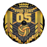 Custom Polynesia Beach Volleyball Spare Tire Cover Gold Polynesian Tribal Pattern - Polynesian Pride