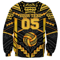 Custom Polynesia Beach Volleyball Sweatshirt Gold Polynesian Tribal Pattern - Polynesian Pride