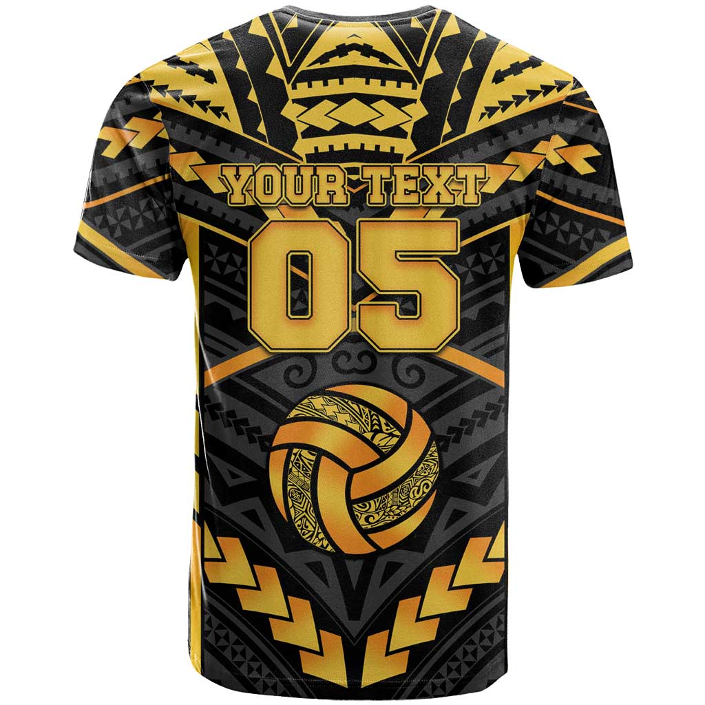 Custom Polynesia Beach Volleyball T Shirt Gold Polynesian Tribal Pattern LT05 - Polynesian Pride