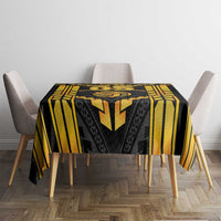 Custom Polynesia Beach Volleyball Tablecloth Gold Polynesian Tribal Pattern - Polynesian Pride