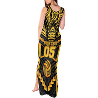 Custom Polynesia Beach Volleyball Tank Maxi Dress Gold Polynesian Tribal Pattern - Polynesian Pride