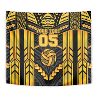 Custom Polynesia Beach Volleyball Tapestry Gold Polynesian Tribal Pattern - Polynesian Pride