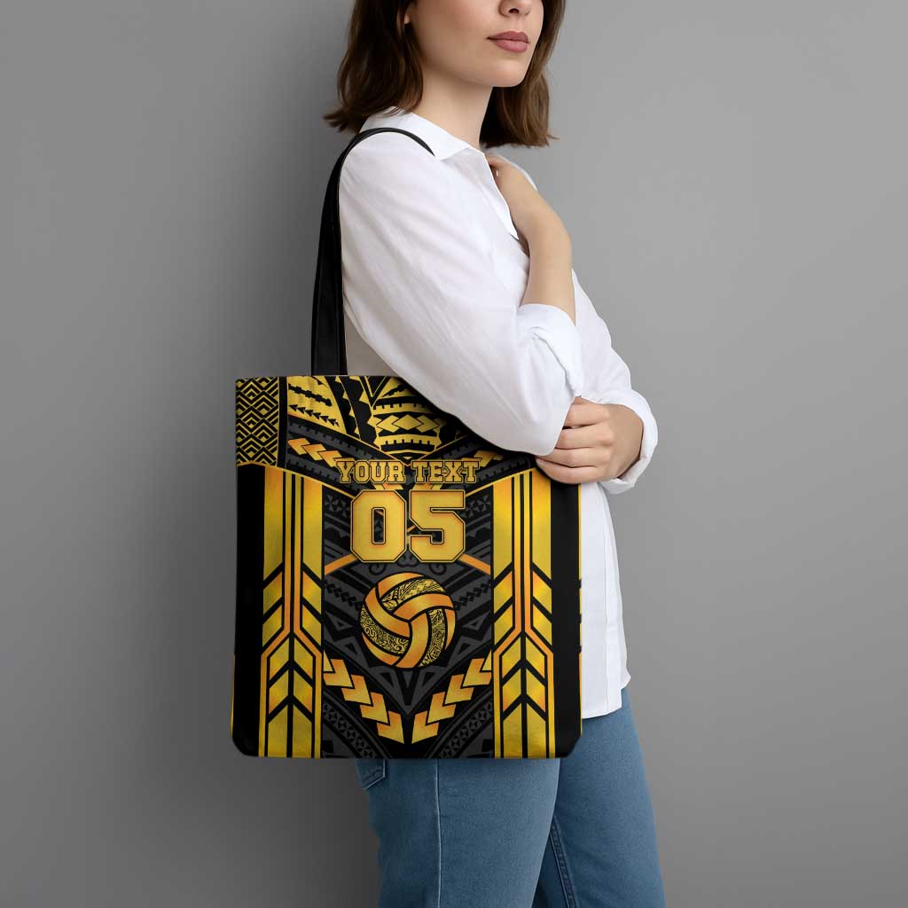 Custom Polynesia Beach Volleyball Tote Bag Gold Polynesian Tribal Pattern LT05 - Polynesian Pride