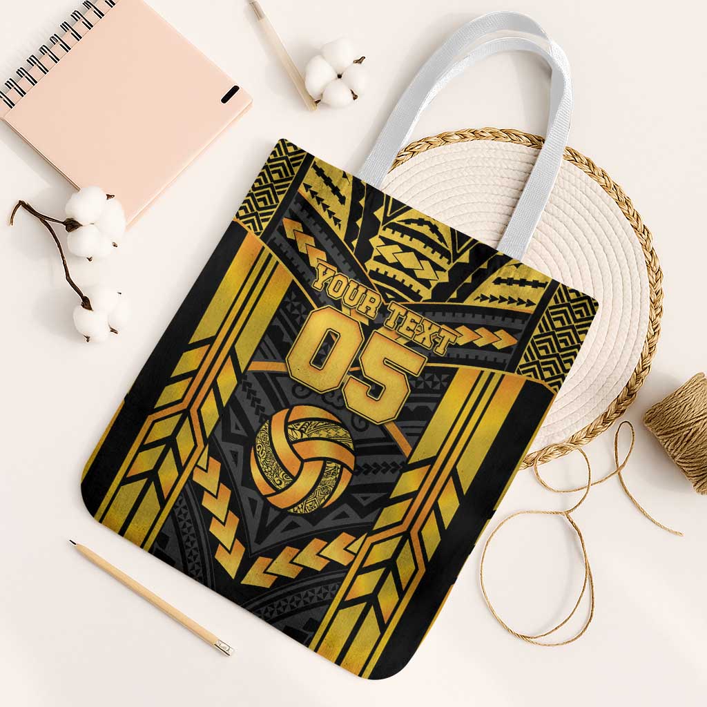 Custom Polynesia Beach Volleyball Tote Bag Gold Polynesian Tribal Pattern LT05 White Strap One Size Gold - Polynesian Pride