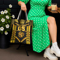 Custom Polynesia Beach Volleyball Tote Bag Gold Polynesian Tribal Pattern LT05 - Polynesian Pride