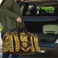 Custom Polynesia Beach Volleyball Travel Bag Gold Polynesian Tribal Pattern - Polynesian Pride