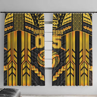 Custom Polynesia Beach Volleyball Window Curtain Gold Polynesian Tribal Pattern - Polynesian Pride