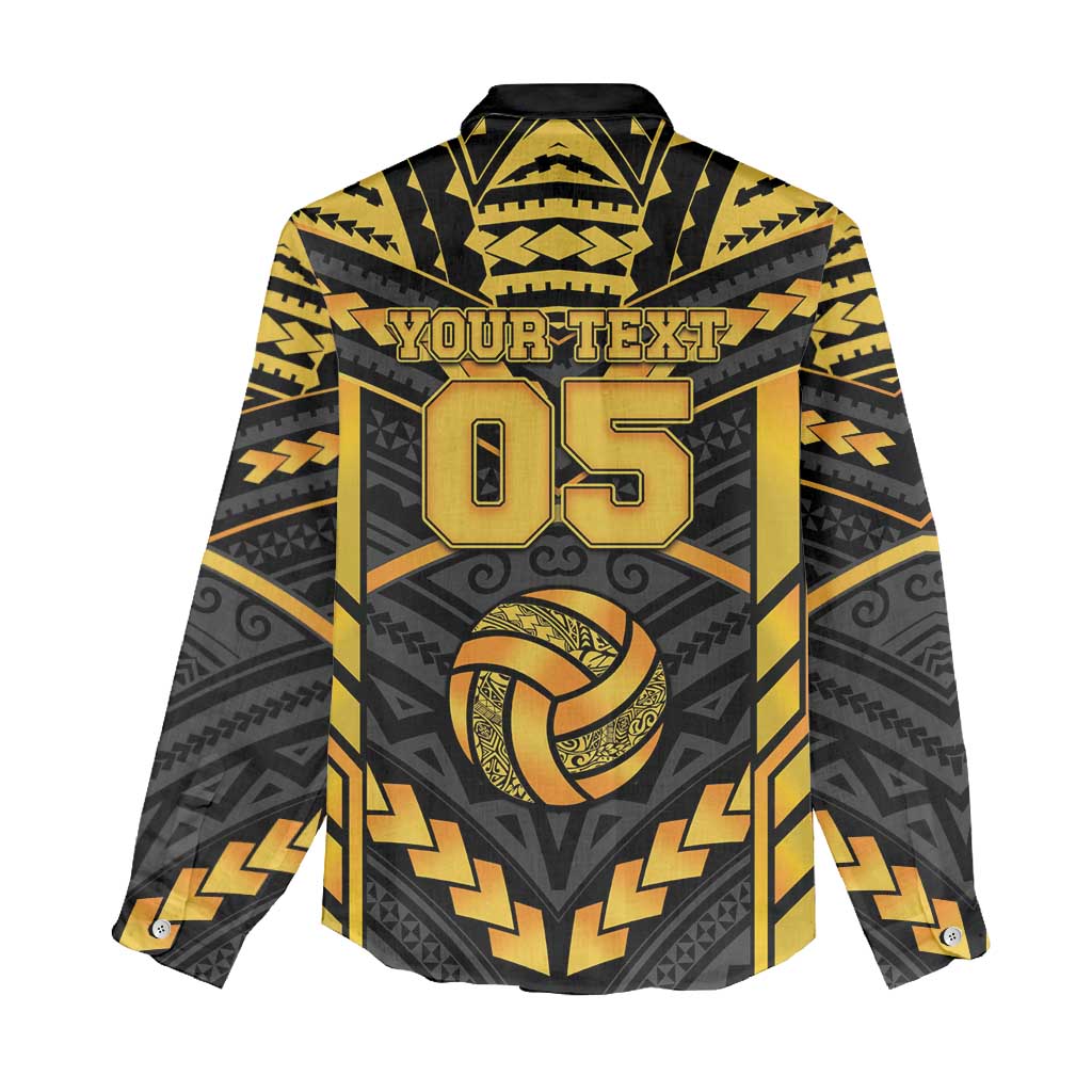 Custom Polynesia Beach Volleyball Women Casual Shirt Gold Polynesian Tribal Pattern LT05 - Polynesian Pride