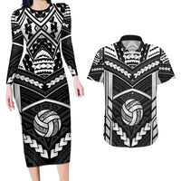 Custom Polynesia Beach Volleyball Couples Matching Long Sleeve Bodycon Dress and Hawaiian Shirt Polynesian Tribal Pattern - Polynesian Pride