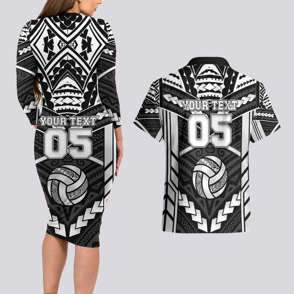 Custom Polynesia Beach Volleyball Couples Matching Long Sleeve Bodycon Dress and Hawaiian Shirt Polynesian Tribal Pattern - Polynesian Pride