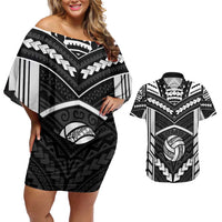 Custom Polynesia Beach Volleyball Couples Matching Off Shoulder Short Dress and Hawaiian Shirt Polynesian Tribal Pattern - Polynesian Pride