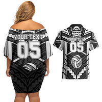 Custom Polynesia Beach Volleyball Couples Matching Off Shoulder Short Dress and Hawaiian Shirt Polynesian Tribal Pattern - Polynesian Pride