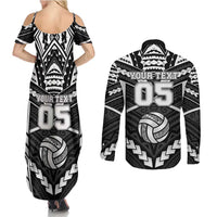 Custom Polynesia Beach Volleyball Couples Matching Summer Maxi Dress and Long Sleeve Button Shirt Polynesian Tribal Pattern LT05 - Polynesian Pride