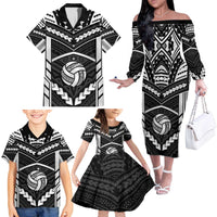 Custom Polynesia Beach Volleyball Family Matching Off The Shoulder Long Sleeve Dress and Hawaiian Shirt Polynesian Tribal Pattern - Polynesian Pride