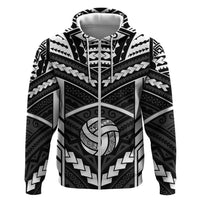 Custom Polynesia Beach Volleyball Hoodie Polynesian Tribal Pattern LT05 Zip Hoodie Black - Polynesian Pride