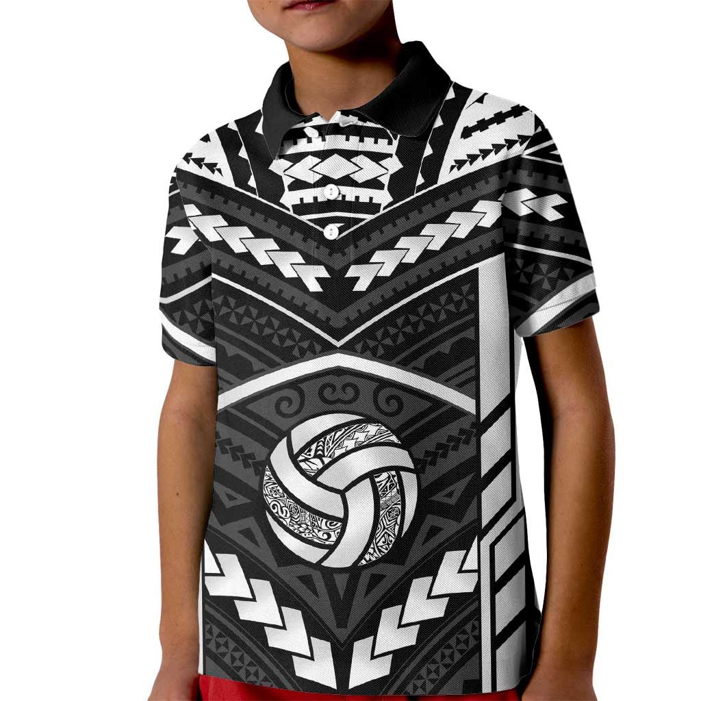 Custom Polynesia Beach Volleyball Kid Polo Shirt Polynesian Tribal Pattern LT05 Kid Black - Polynesian Pride